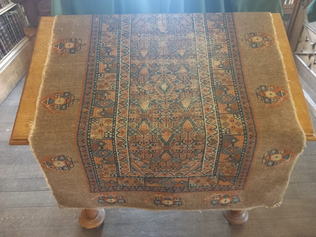 Rug owned by T.E. Lawrence. Donated to Magdalen College by Nicolas Barker.